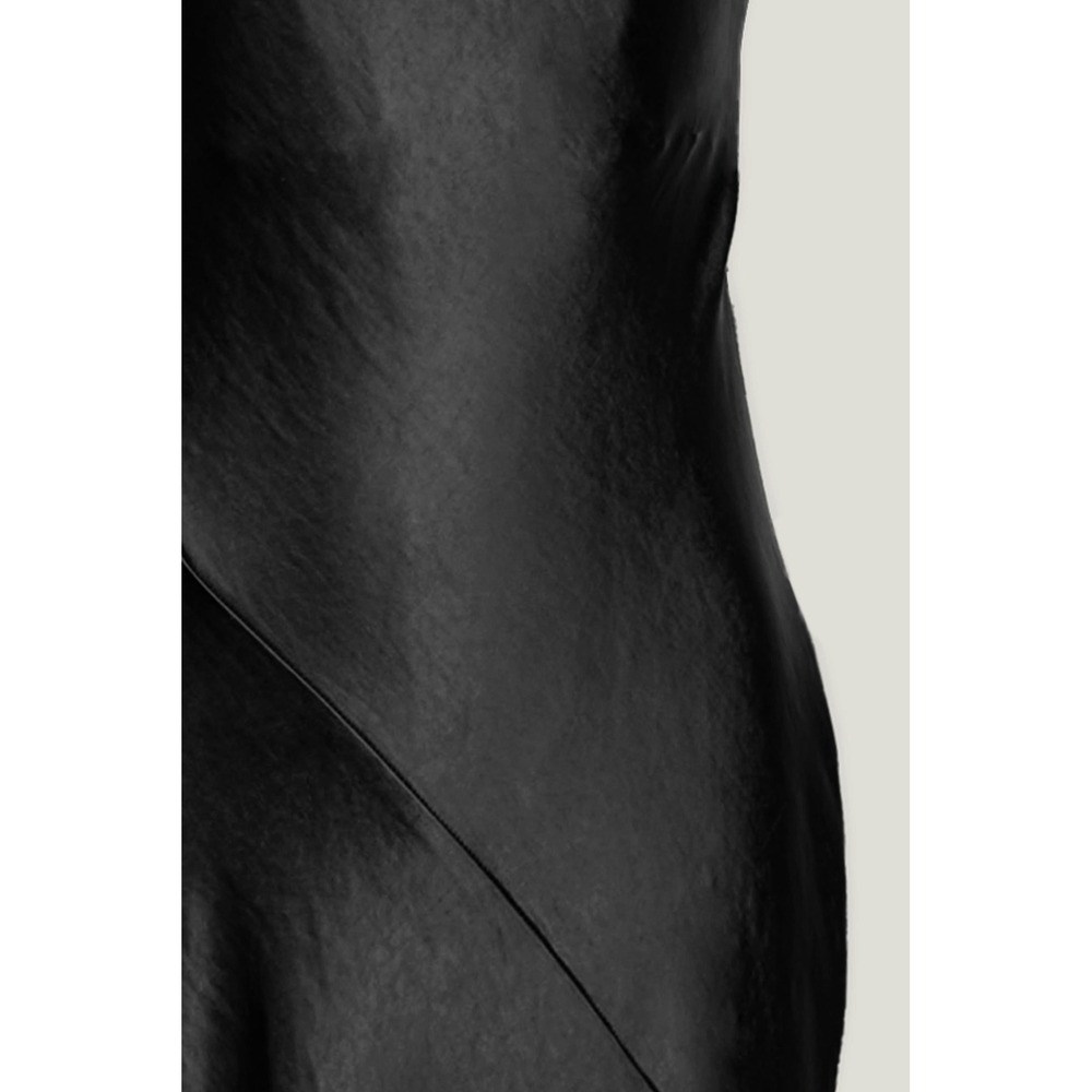 Oak + Fort Black Satin V-Neck Midi Slip Dress luxury high end money Medium - Picture 5 of 15